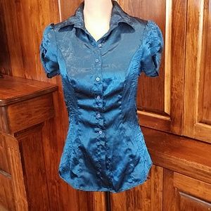 Royal blue button up blouse